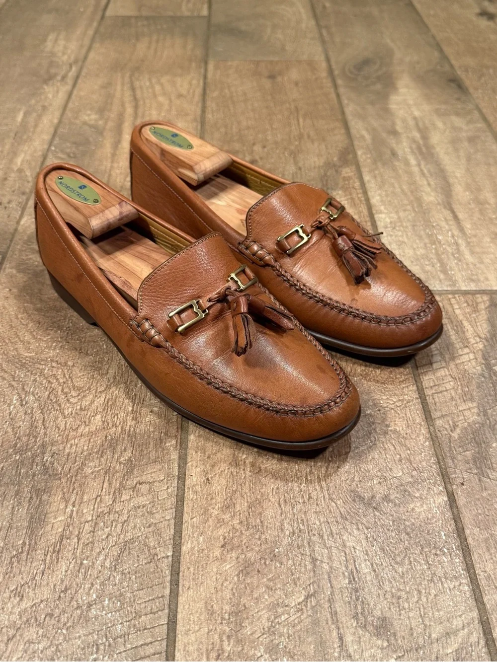 Bruno Magli Men’s Size 8.5 M Tan Leather Tassel Loafers Made In Italy
